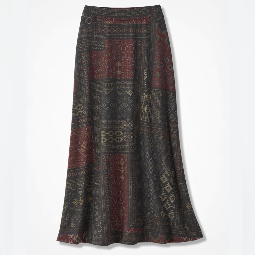 Coldwater Creek Verde Canyon Southwest Patterned Women's Knit Maxi Skirt